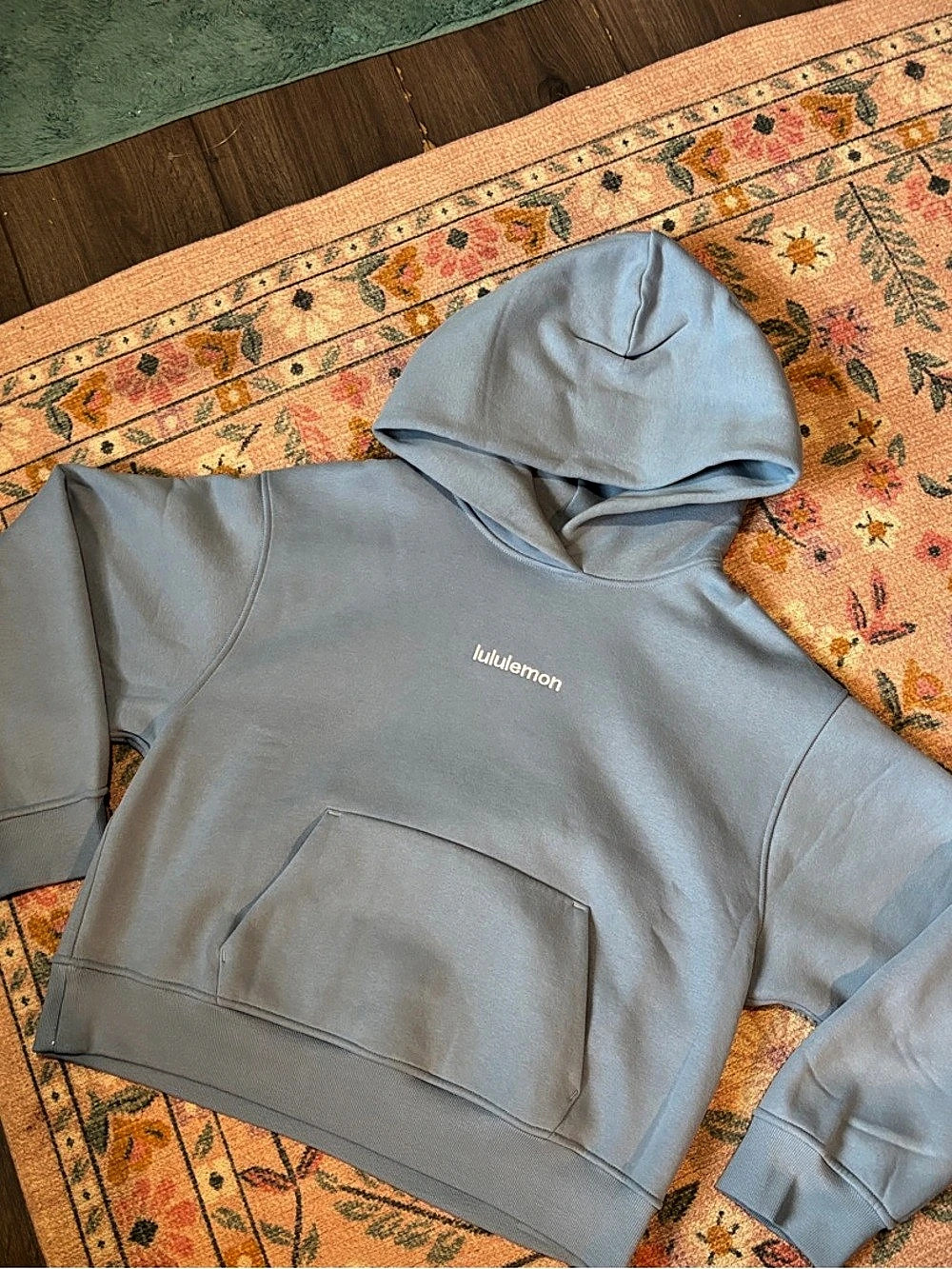 lululemon steady state logo Hoodie in light Blue- Like New